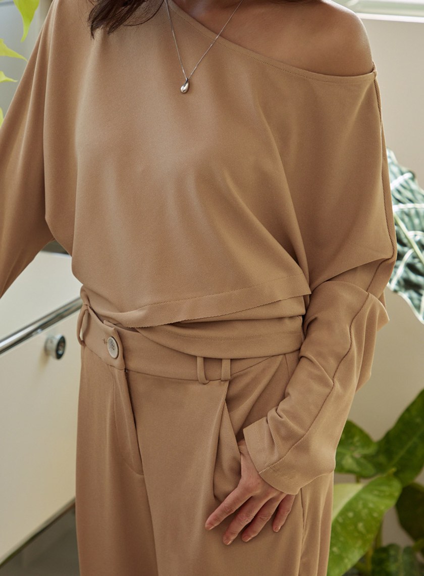 休閒短版連袖圓領上衣